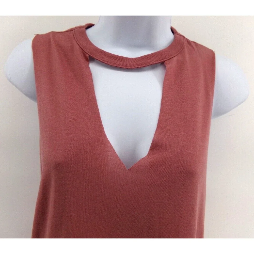 Agnes & Dora Women’s Shirt Medium V-neck Tank top Raw open tank Mauve SM - Picture 2 of 8